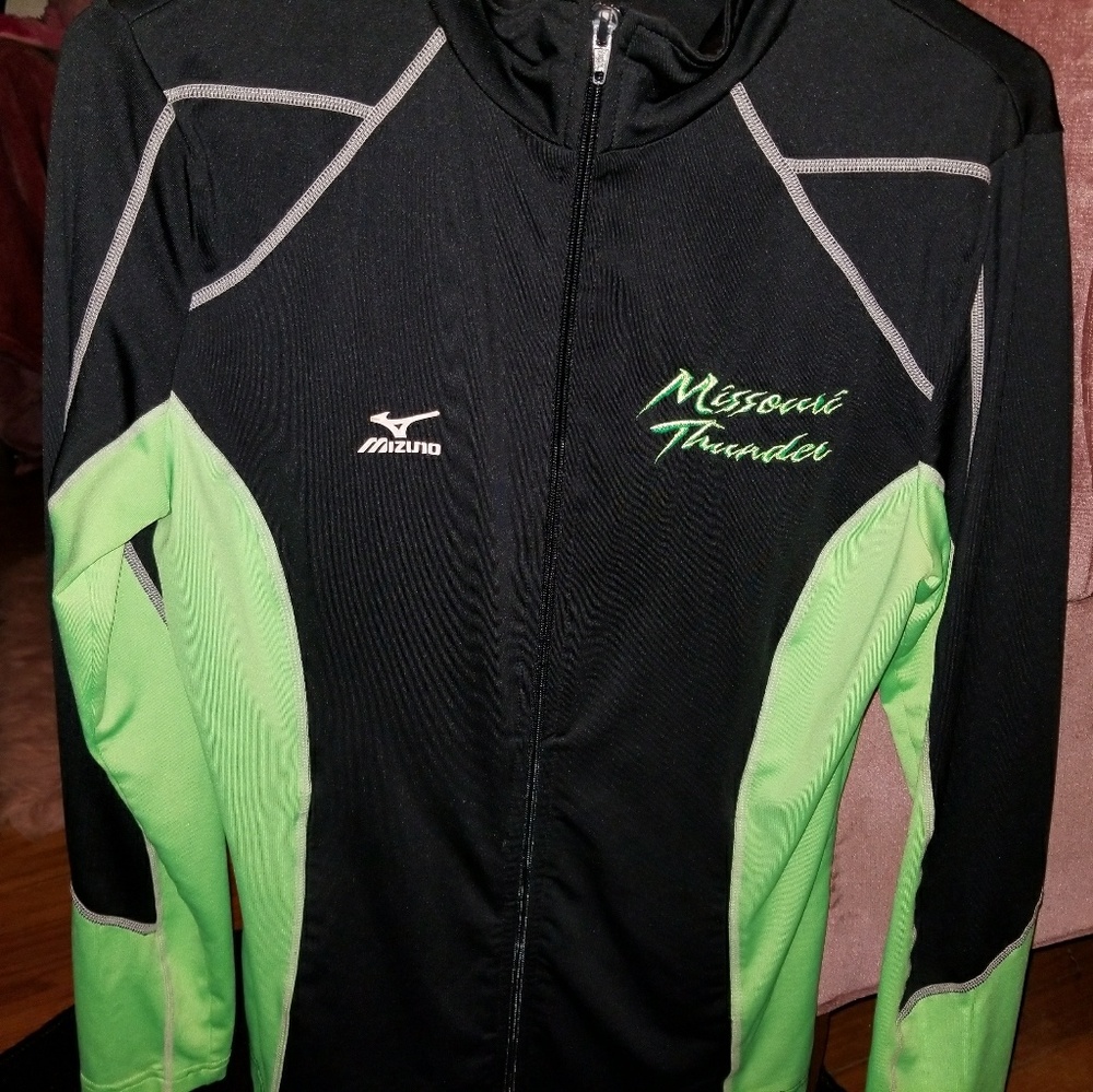 green/black track jacket